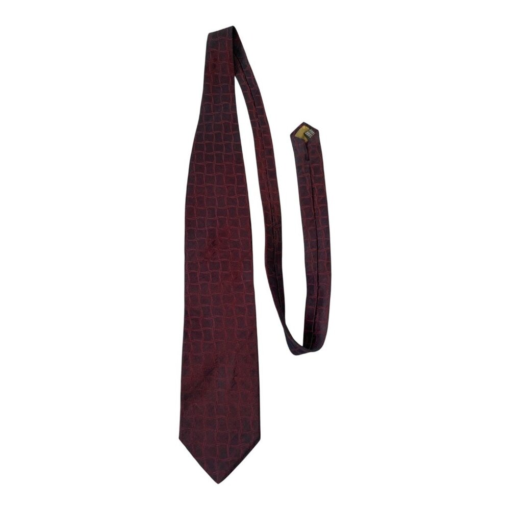 VTG Principe Made in Italy Burgundy Silk Tie Geometric Pattern